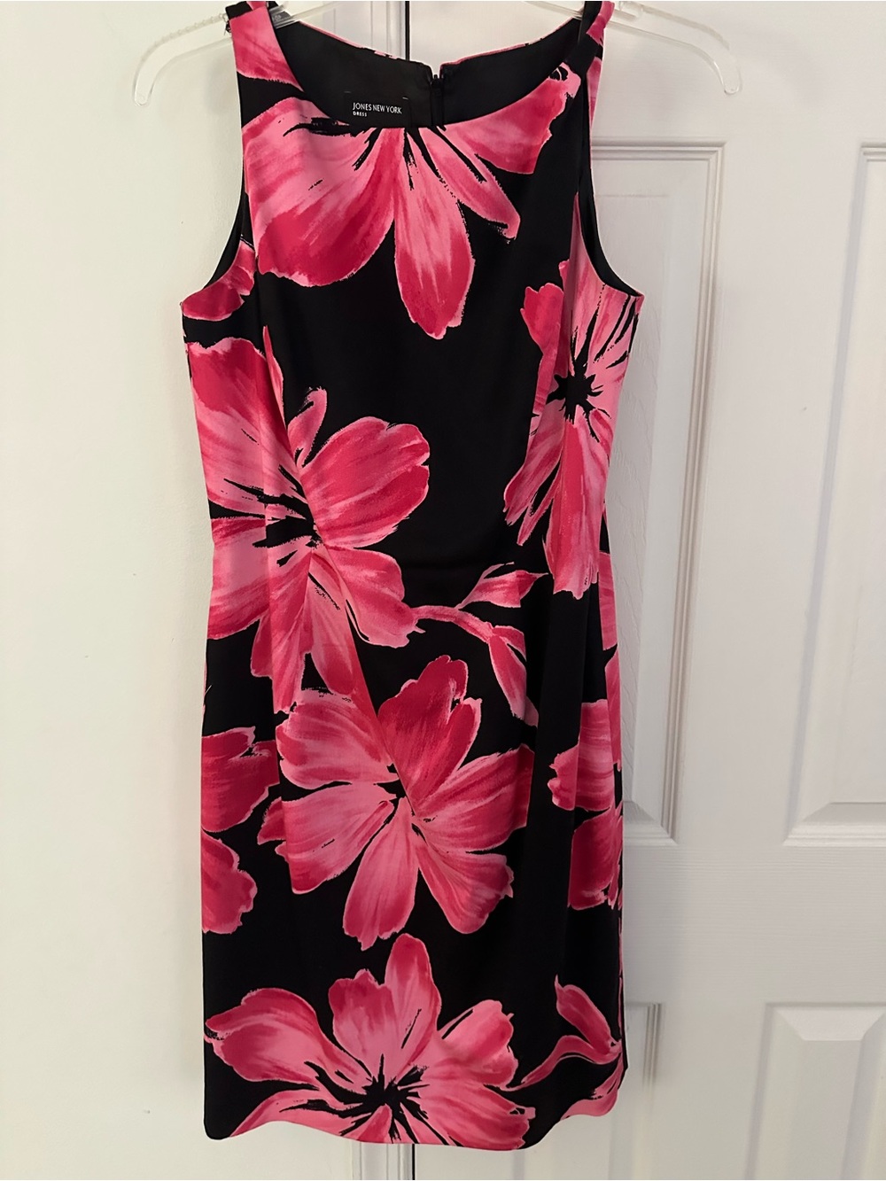 Jones New York Black Dress with Pink Floral Pattern